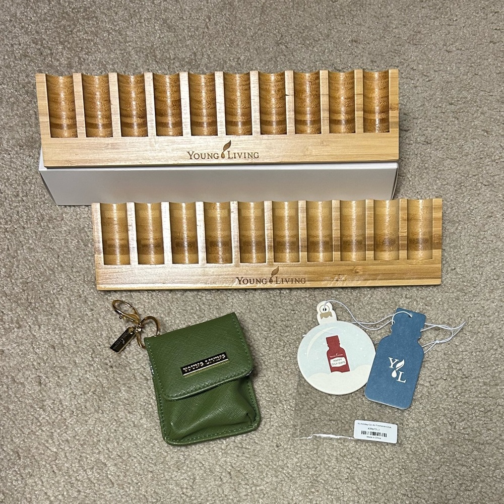New Young Living Essential Oils Bamboo Racks and Accessories Bundle